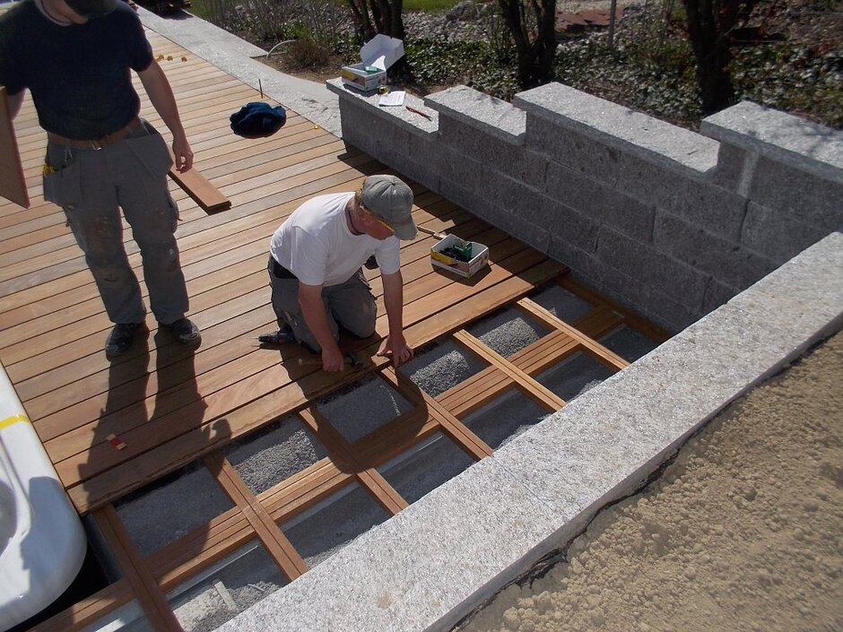 Holz, Holzdeck, Garten, Umänderung, Pool, Sitzplatz